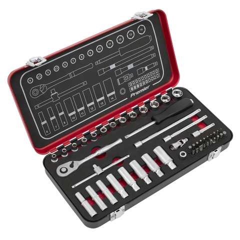 Sealey Premier Platinum Socket Set 1/4"Sq Drive 49pc