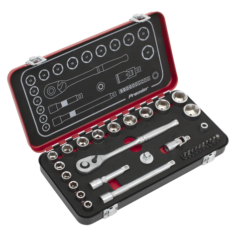 Sealey Premier Platinum Socket Set 3/8"Sq Drive 31pc