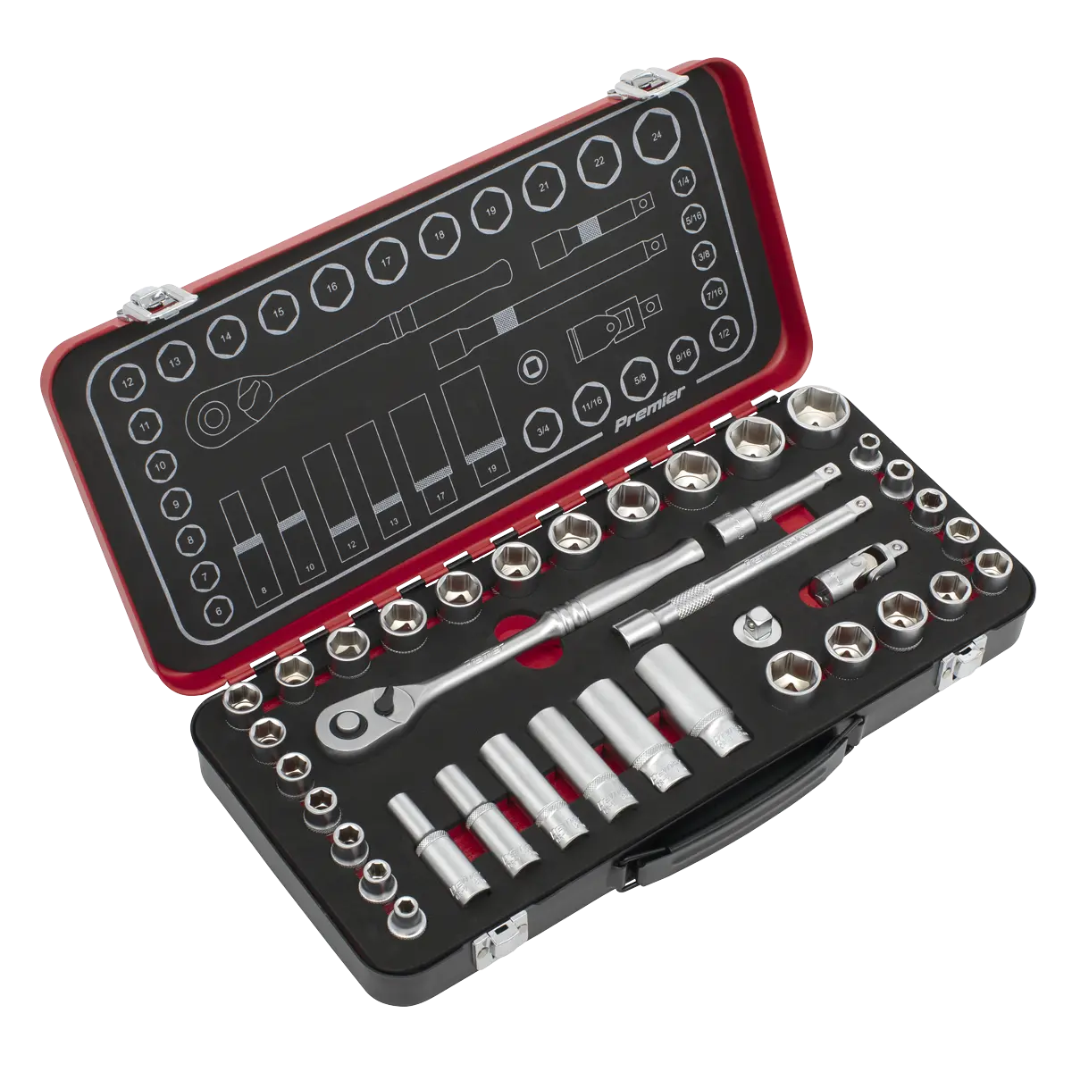 Sealey Premier Platinum Metric/Imperial Socket Set 3/8"Sq Drive 37pc Sealey 