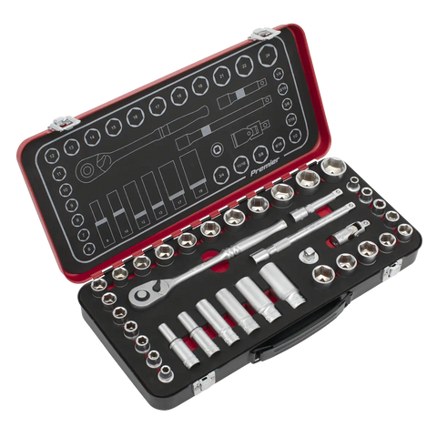 Sealey Premier Platinum Metric/Imperial Socket Set 3/8"Sq Drive 37pc