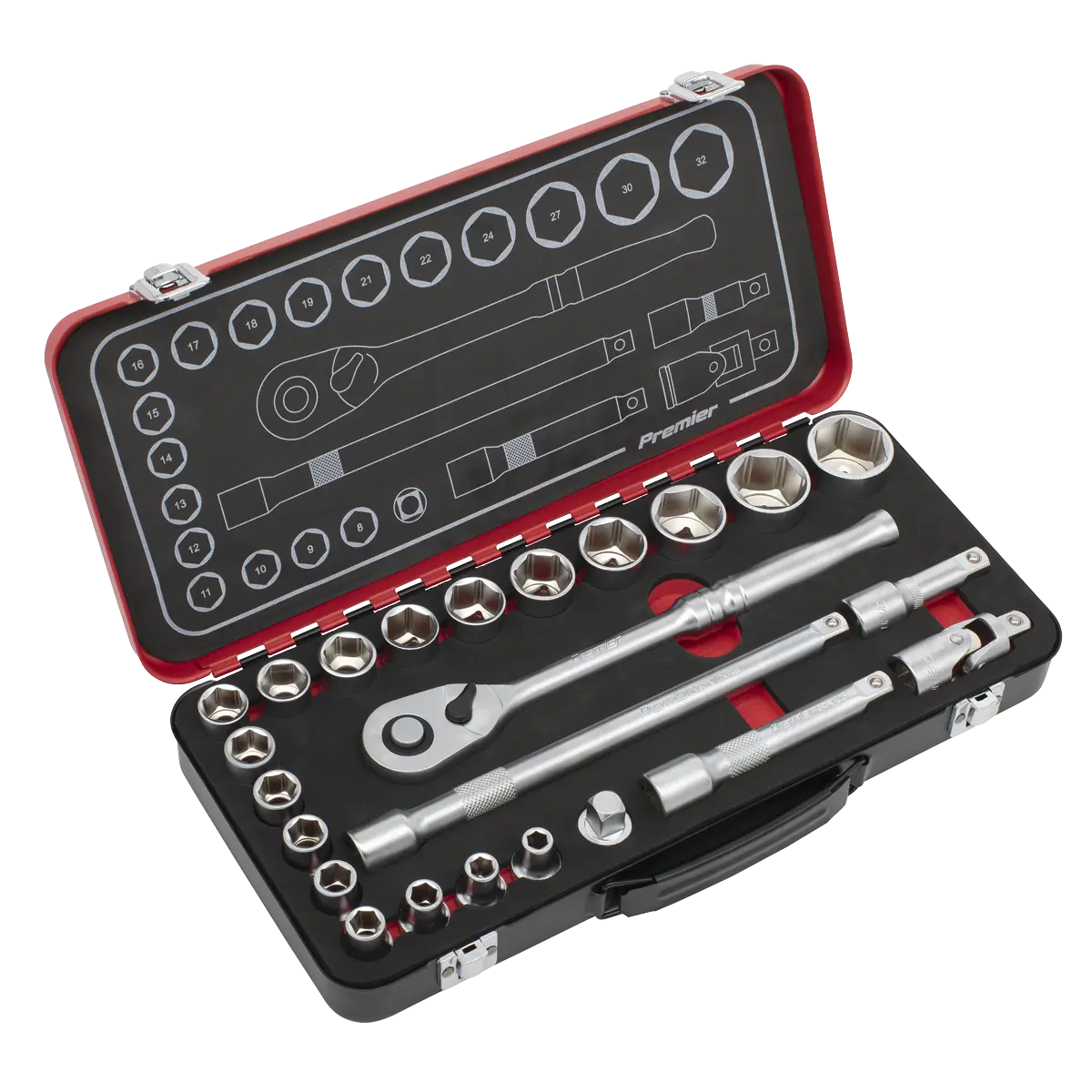 Sealey Premier Platinum Socket Set 1/2"Sq Drive 24pc Sealey 