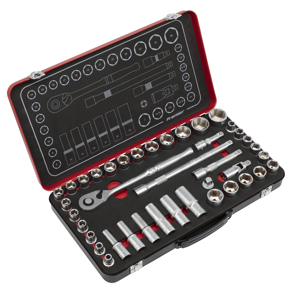 Sealey Premier Platinum Metric/Imperial Socket Set 1/2"Sq Drive 40pc Sealey 