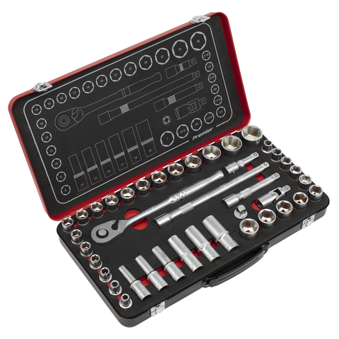 Sealey Premier Platinum Metric/Imperial Socket Set 1/2"Sq Drive 40pc