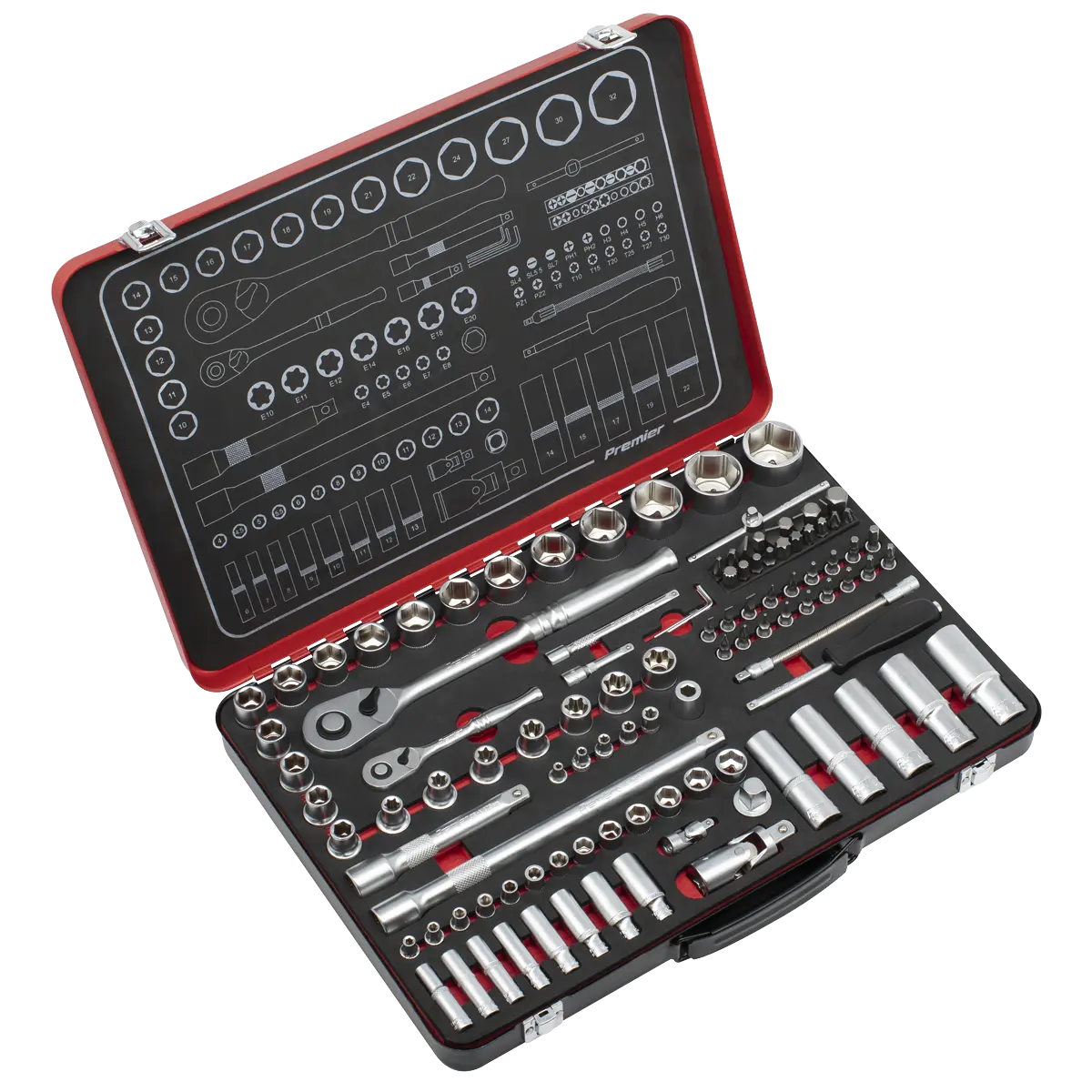 Sealey Premier Platinum Socket Set 1/4" & 1/2"Sq Drive 108pc Sealey 