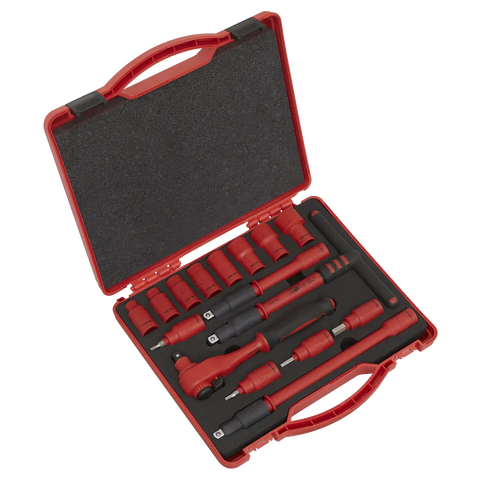 Sealey Premier Insulated Socket Set 3/8"Sq Drive 16pc - VDE Approved