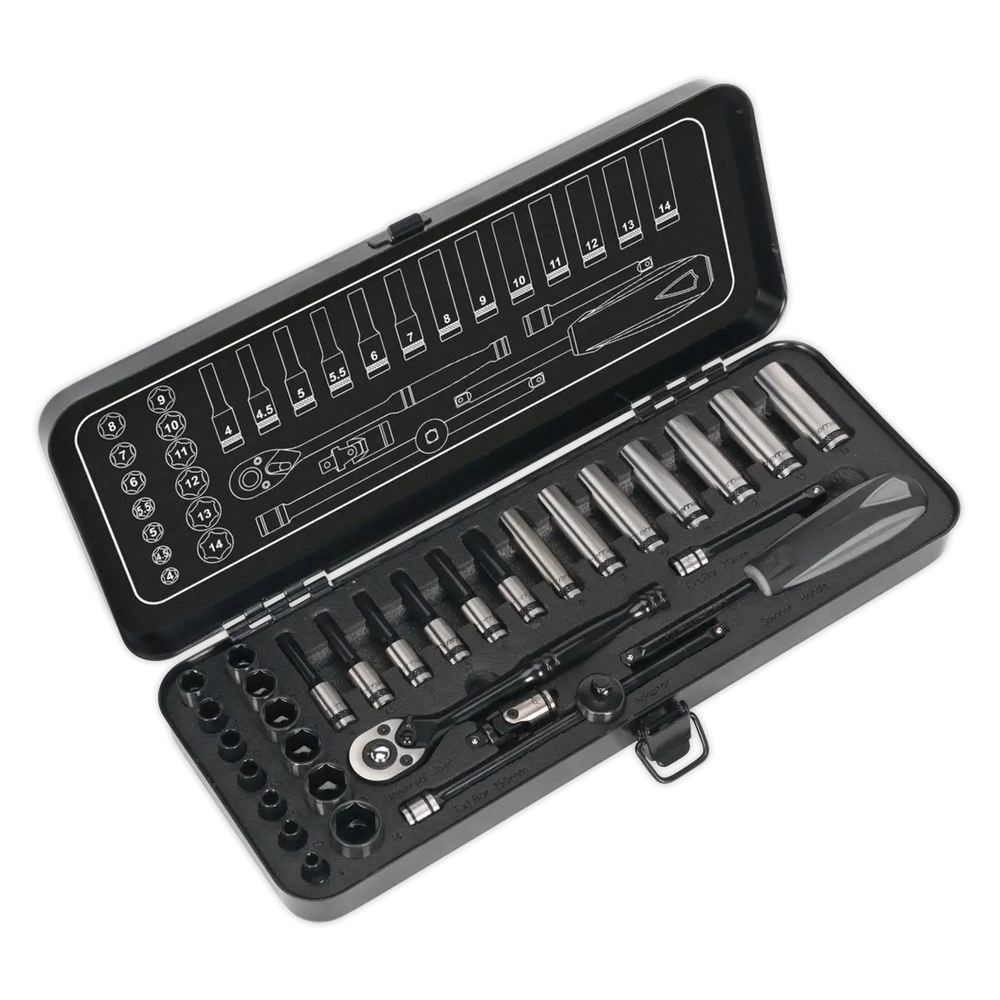 Sealey Premier Black Socket Set 1/4