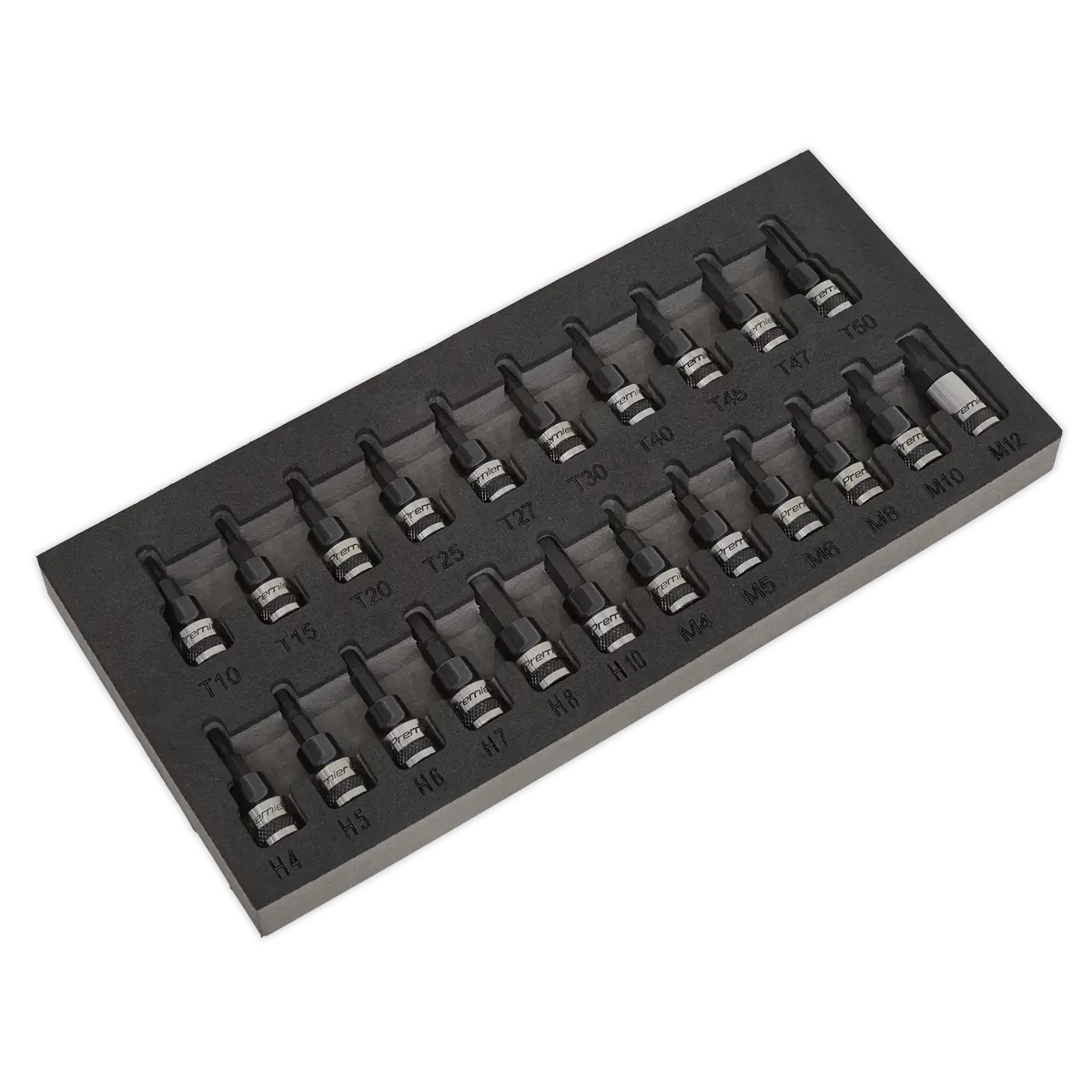 Sealey Premier Black TRX-Star*/Hex/Spline Socket Bit Set 3/8"Sq Drive 22pc Sealey 