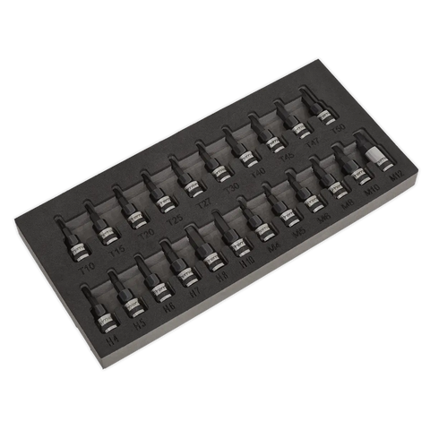 Sealey Premier Black TRX-Star*/Hex/Spline Socket Bit Set 3/8"Sq Drive 22pc