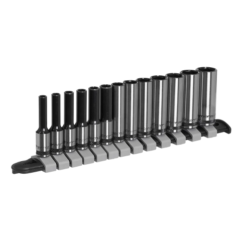 Sealey Premier Black Deep Socket Set 1/4"Sq Drive 13pc