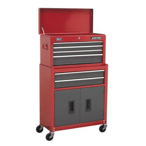 Sealey American PRO® Topchest & Rollcab Combination 6 Drawer - Red