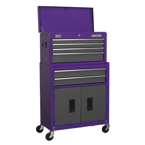 Sealey American PRO® Topchest & Rollcab Combination 6 Drawer - Purple/Grey