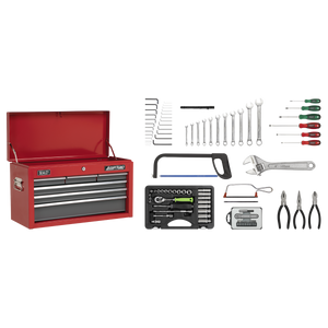 Sealey American PRO® Topchest 6 Drawer with 98pc Tool Kit - Red/Grey