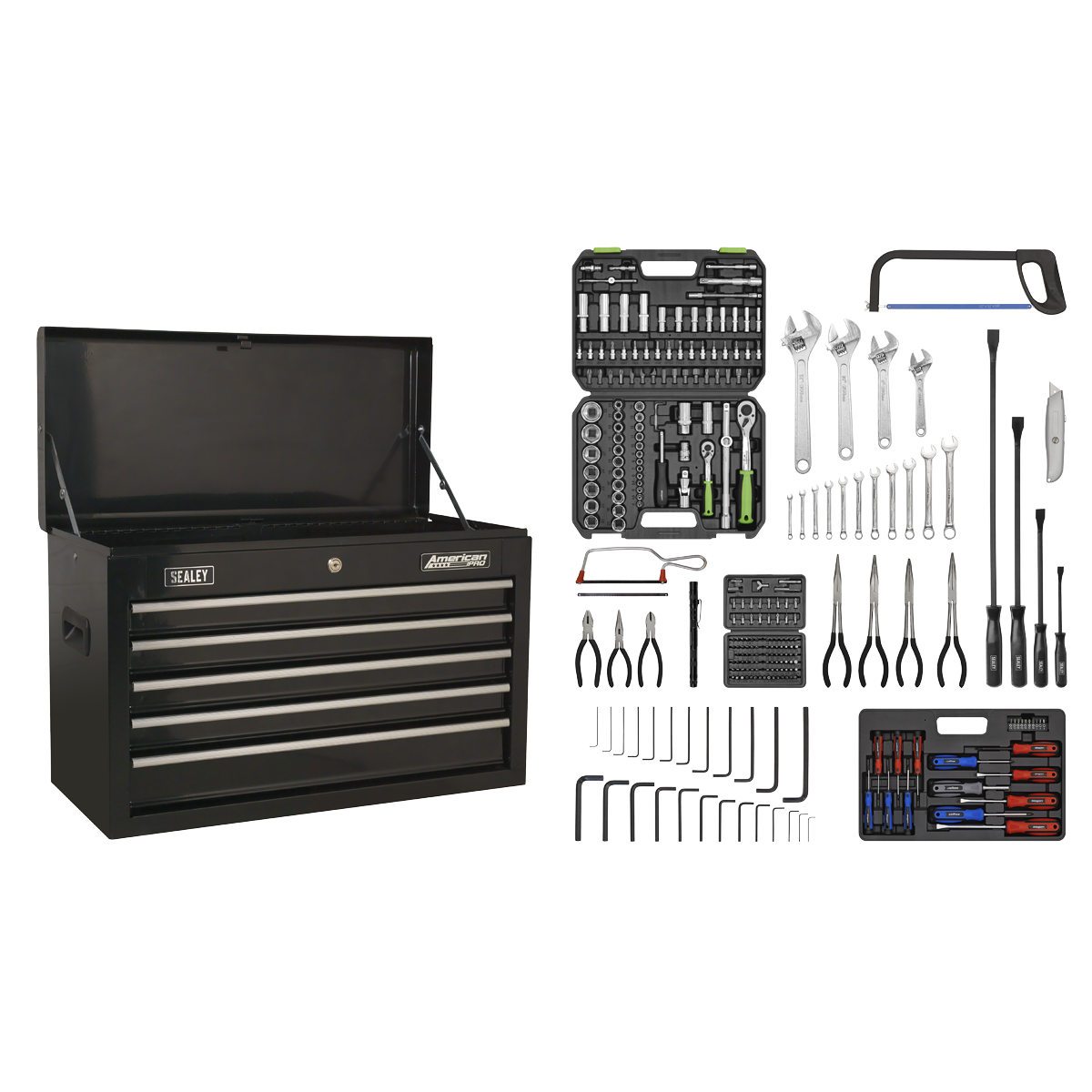 Sealey American PRO® Topchest 5 Drawer with 272pc Tool Kit - Black Sealey 