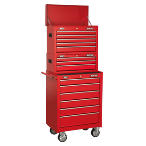 Sealey American PRO® Topchest, Mid-Box Tool Chest & Rollcab Stack 14 Drawer - Red