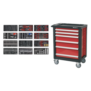 Sealey Premier™ Rollcab 6 Drawer with 298pc Tool Kit