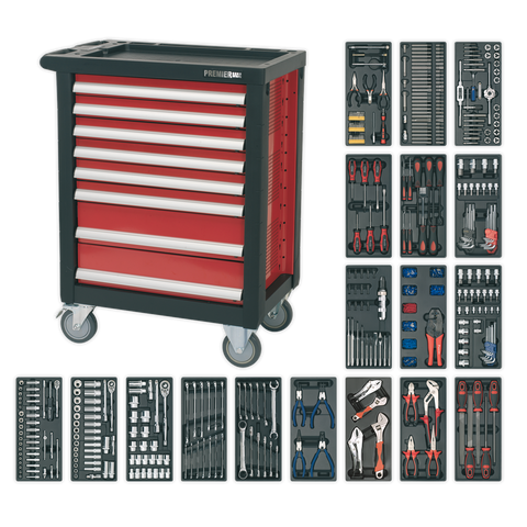 Sealey Premier™ Rollcab 8 Drawer with 707pc Tool Kit