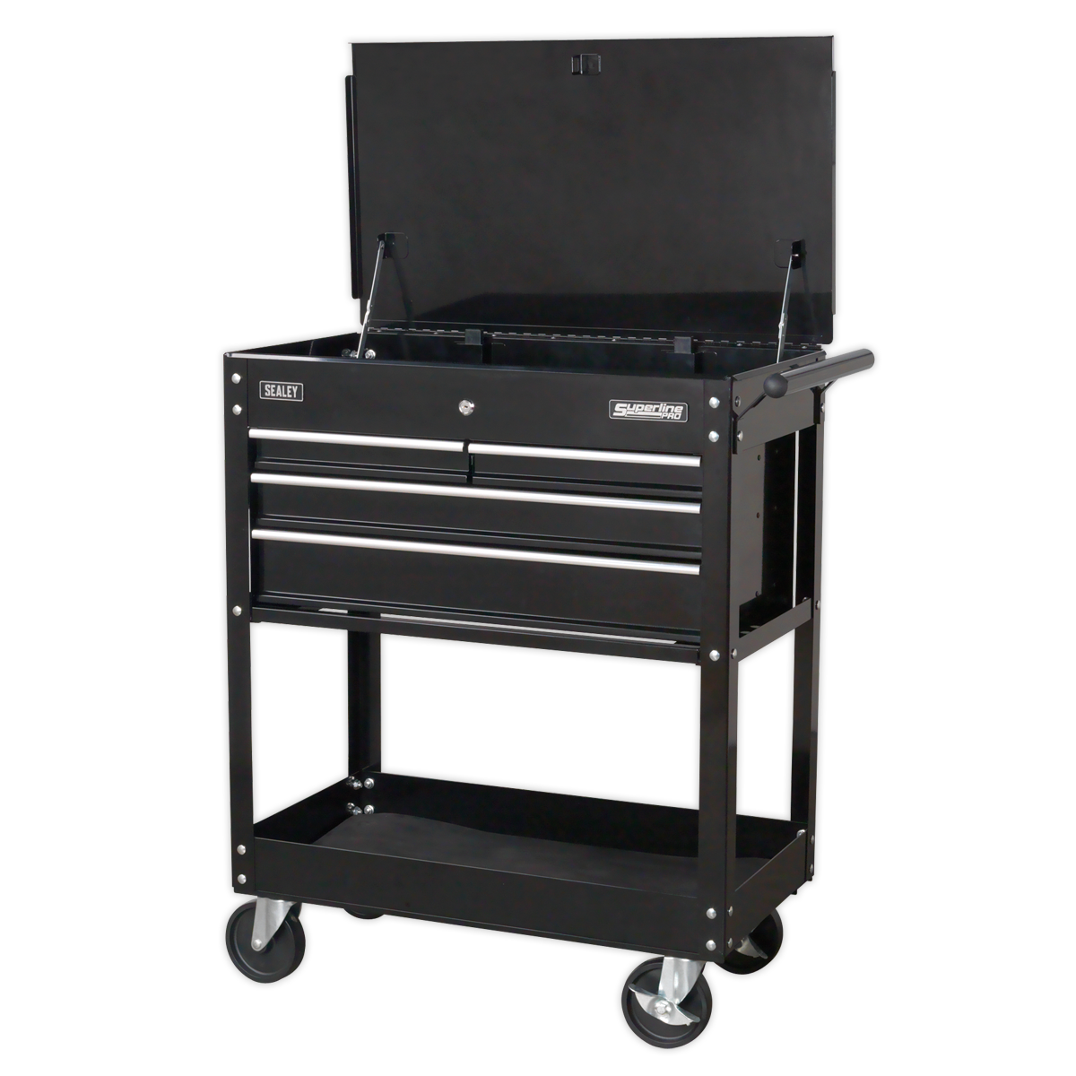 Sealey Heavy-Duty Mobile Tool & Parts Trolley with 4 Drawers & Lockable Top - Black Sealey 