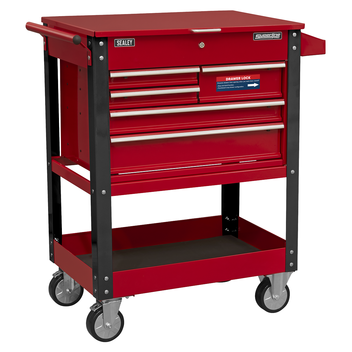 Sealey Superline PRO® Heavy-Duty Mobile Tool & Parts Trolley with 5 Drawers & Lockable Top Sealey 