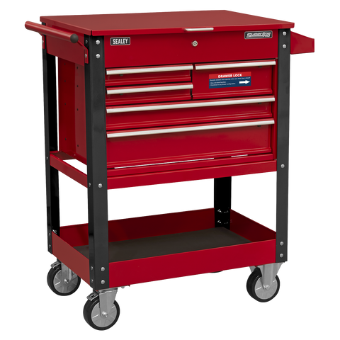 Sealey Superline PRO® Heavy-Duty Mobile Tool & Parts Trolley with 5 Drawers & Lockable Top