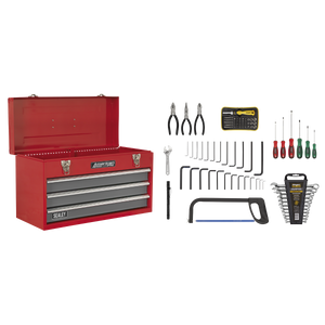 Sealey American PRO® Tool Chest 3 Drawer with 93pc Tool Kit - Red/Grey