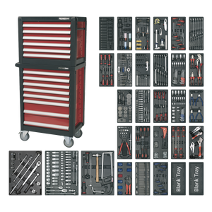 Sealey Premier™ Topchest & Rollcab Combination 14 Drawer with 1233pc Tool Kit