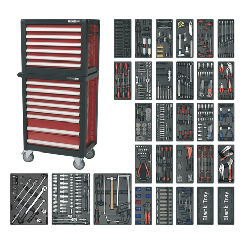 Sealey Premier™ Topchest & Rollcab Combination 14 Drawer with 1233pc Tool Kit