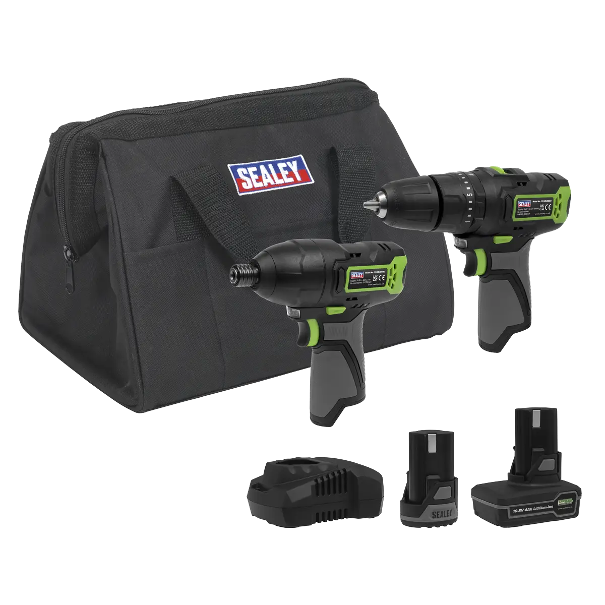 Sealey 2 x SV10.8 Series Cordless Combi Drill & Impact Driver Kit 10.8V Sealey 