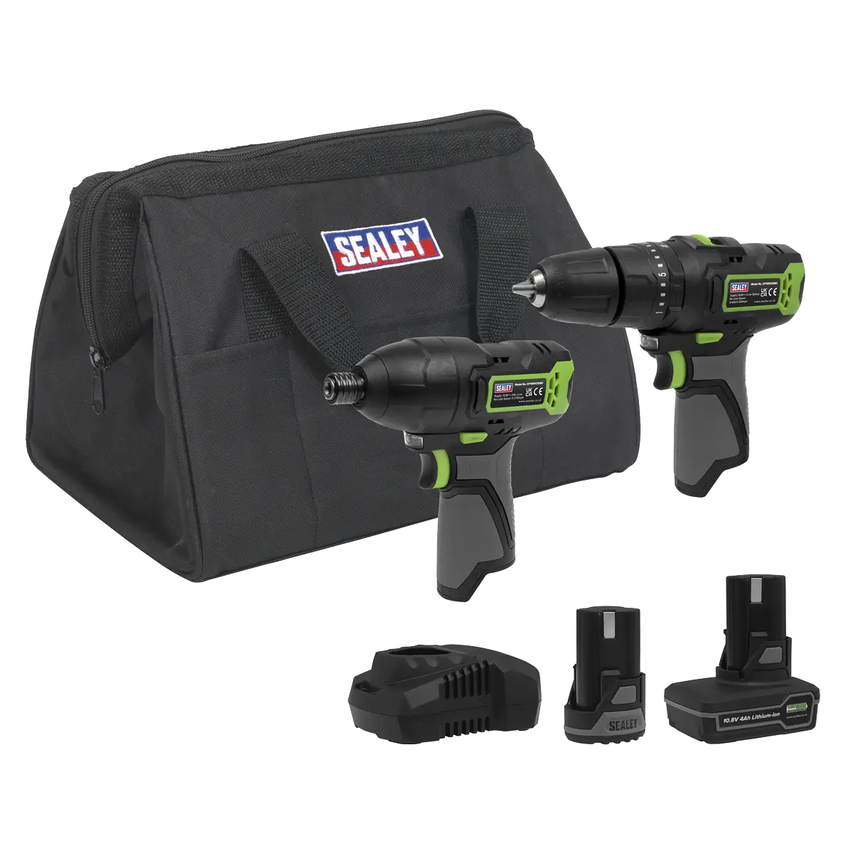 Sealey 2 x SV10.8 Series Cordless Combi Drill & Impact Driver Kit 10.8V Sealey 