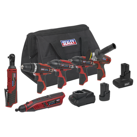 Sealey 6 x SV12 Series Cordless Power Tool Combo Kit 12V - 2 Batteries