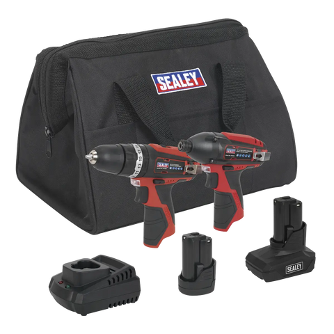 Sealey 2 x SV12 Series Cordless Power Tool Combo Kit 12V - 2 Batteries