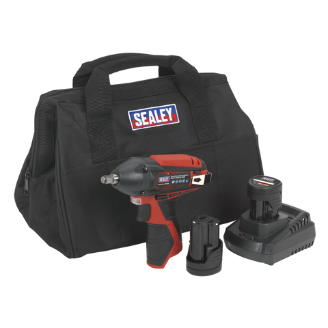 Sealey SV12 Series 3/8"Sq Drive Cordless Impact Wrench Kit 12V 1.5Ah - 2 Batteries