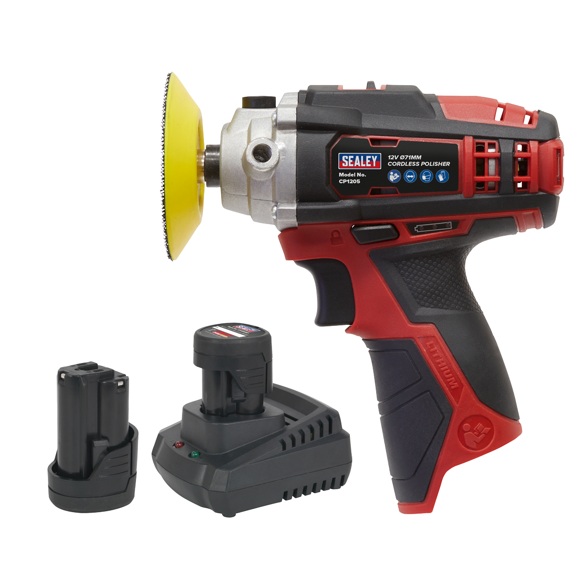 Sealey SV12 Series 71mm Cordless Polisher Kit 12V 1.5Ah - 2 Batteries Sealey 