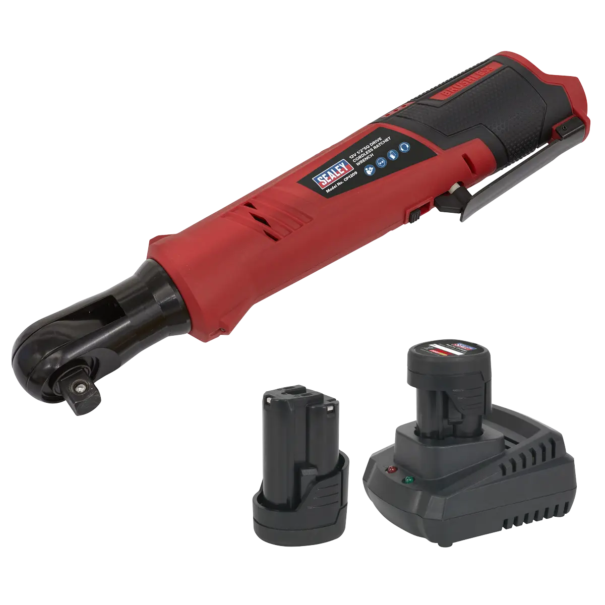 Sealey SV12 Series 1/2"Sq Drive Cordless Ratchet Wrench Kit 12V - 2 Batteries Sealey 