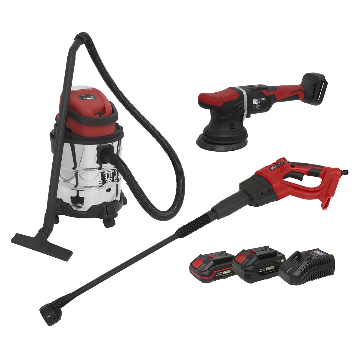 Sealey 3 x SV20 Series Cordless Car Valeting Combo Kit 20V - 2 Batteries Sealey 