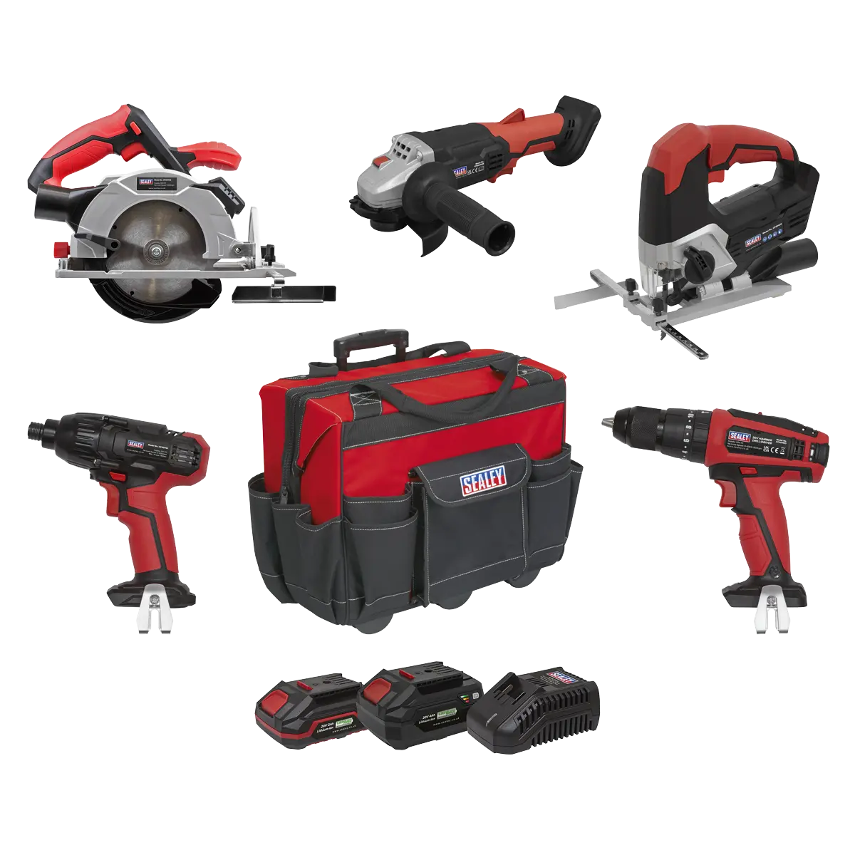 Sealey 5 x SV20 Series Cordless 5 Tool Combo Kit 20V - 2 Batteries Sealey 