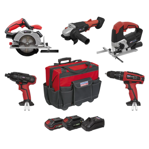 Sealey 5 x SV20 Series Cordless 5 Tool Combo Kit 20V - 2 Batteries