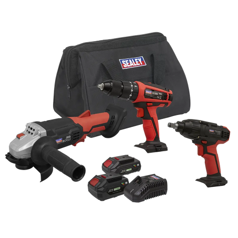 Sealey 3 x SV20 Series Cordless Tool Combo Kit 20V - 2 Batteries