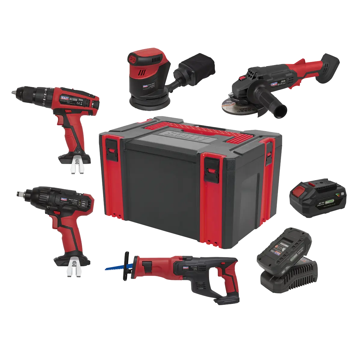 Sealey 5 x SV20 Series Cordless Tool Combo Kit 20V - 2 Batteries Sealey 