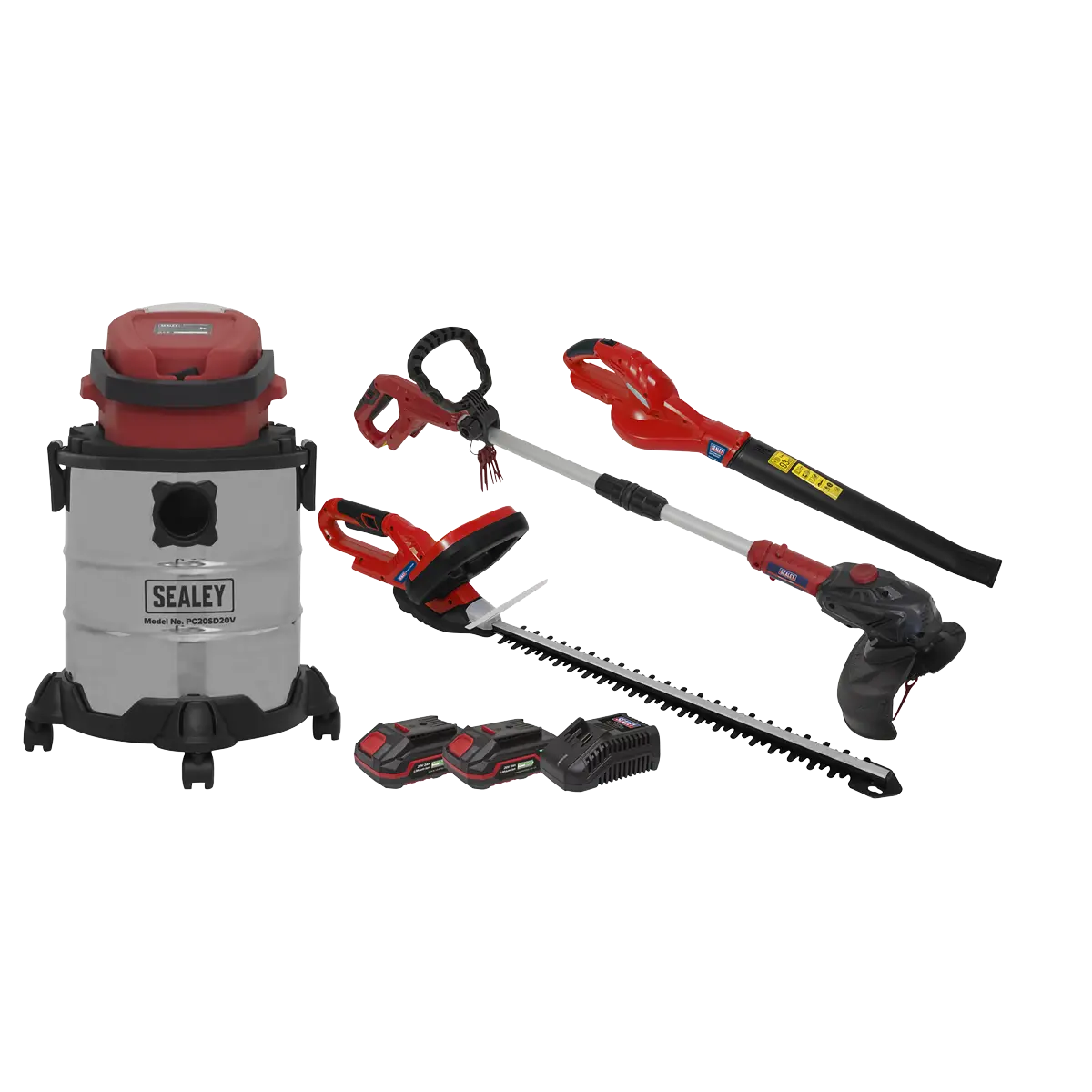 Sealey 4 x SV20 Series Cordless Garden Power Tool Combo Kit 20V - 2 Batteries Sealey 