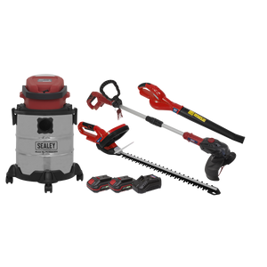 Sealey 4 x SV20 Series Cordless Garden Power Tool Combo Kit 20V - 2 Batteries