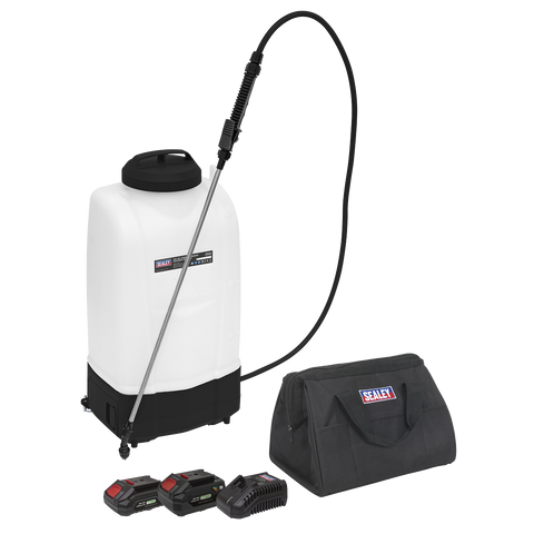Sealey SV20 Series 15L Cordless Garden Backpack Sprayer 20V - 2 Batteries