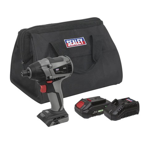 Sealey Premier SV20 Series 1/4"Hex Brushless Cordless Impact Driver Kit 20V 2Ah