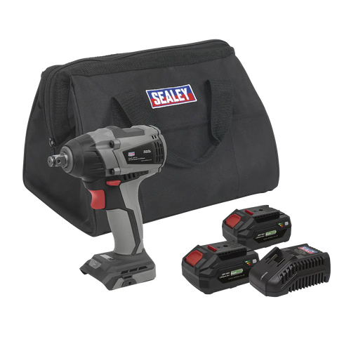 Sealey SV20 Series 1/2"Sq Drive Impact Wrench Kit 20V 4Ah - 2 Batteries