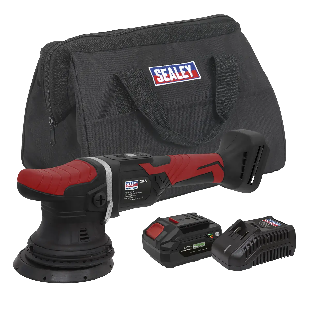 Sealey Premier SV20 Series 125mm Cordless Orbital Polisher Kit 20V 4Ah Sealey 