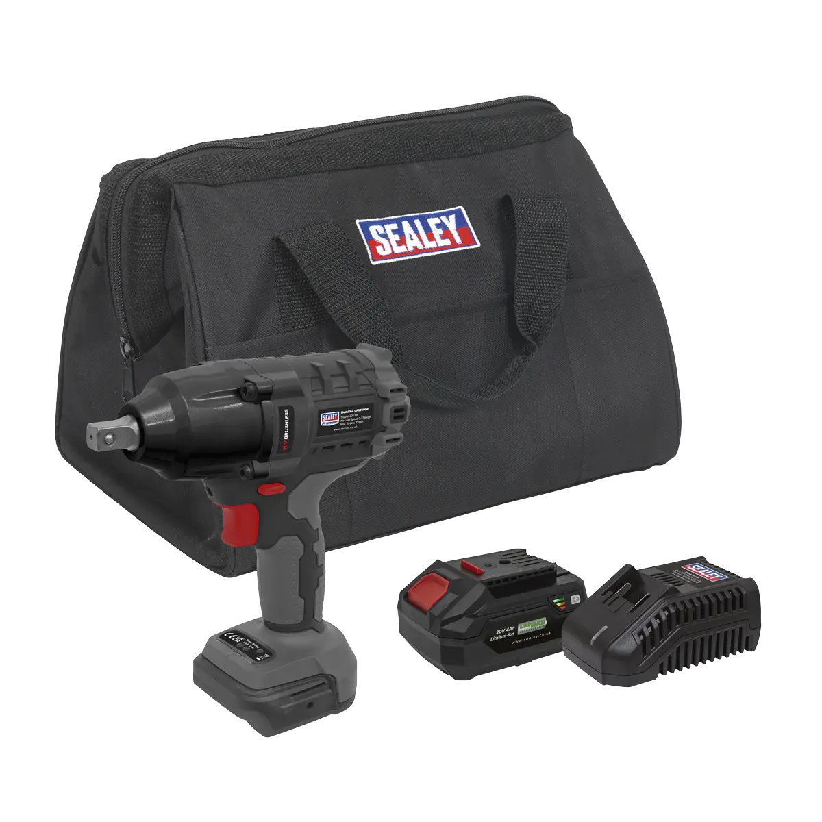 Sealey Premier SV20 Series 1/2"Sq Drive Brushless Cordless Impact Wrench Kit 20V 4Ah Sealey 