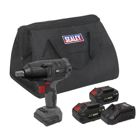 Sealey Premier SV20 Series 1/2"Sq Drive Brushless Cordless Impact Wrench Kit 20V 4Ah - 2 Batteries