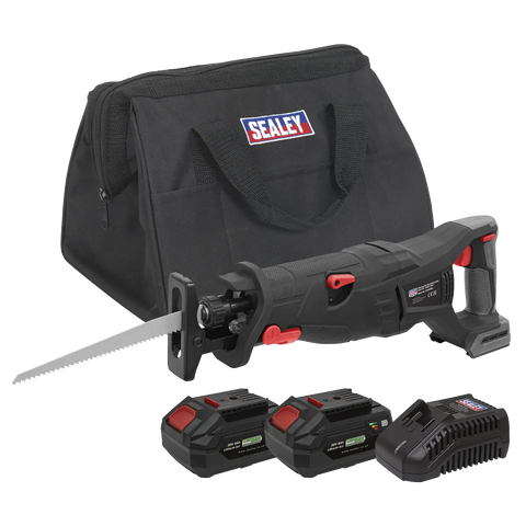 Sealey Premier SV20 Series Brushless Cordless Reciprocating Saw 20V 4Ah Kit - 2 Batteries