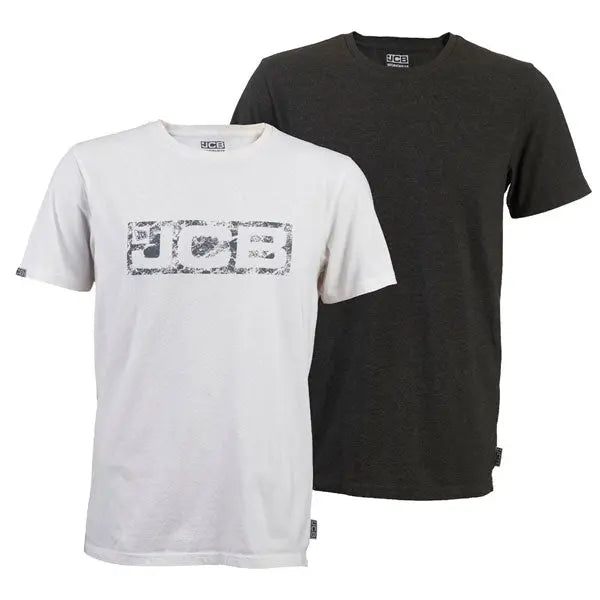 JCB Essential Twin Pack Grey & White T-Shirts JCB 