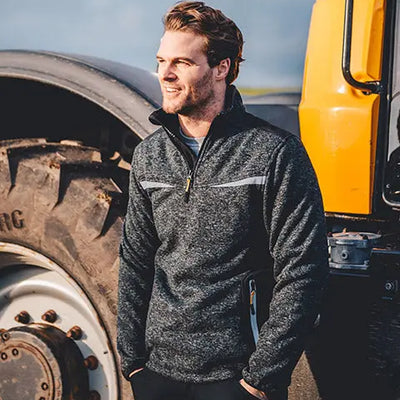 JCB Trade Elmhurst II Grey Quarter Zip Knitted Jumper JCB 