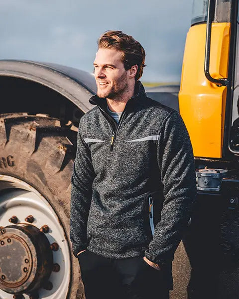JCB Trade Elmhurst II Grey Quarter Zip Knitted Jumper